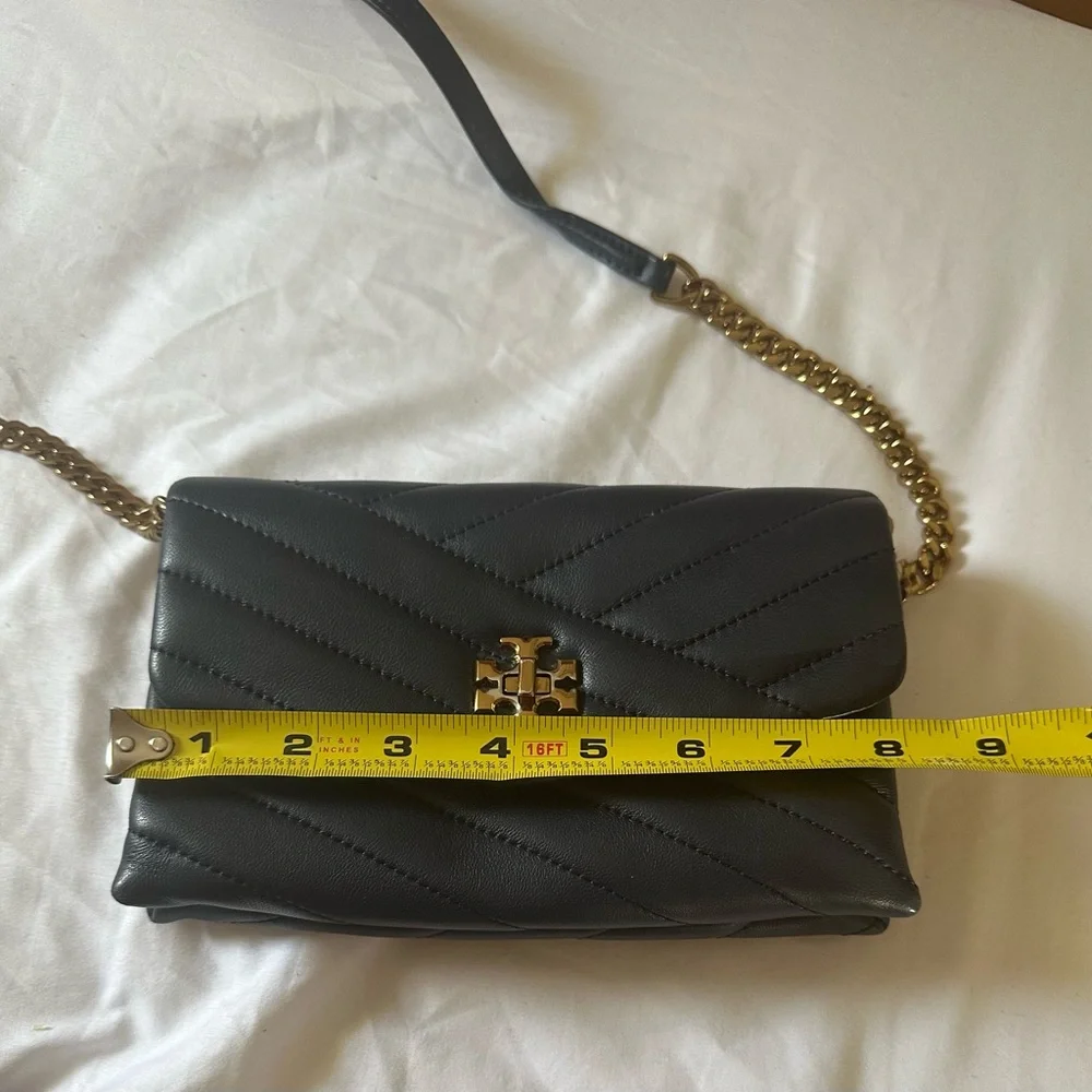 Tory Burch Black Quilted Leather Crossbody Bag with Gold Hardware
